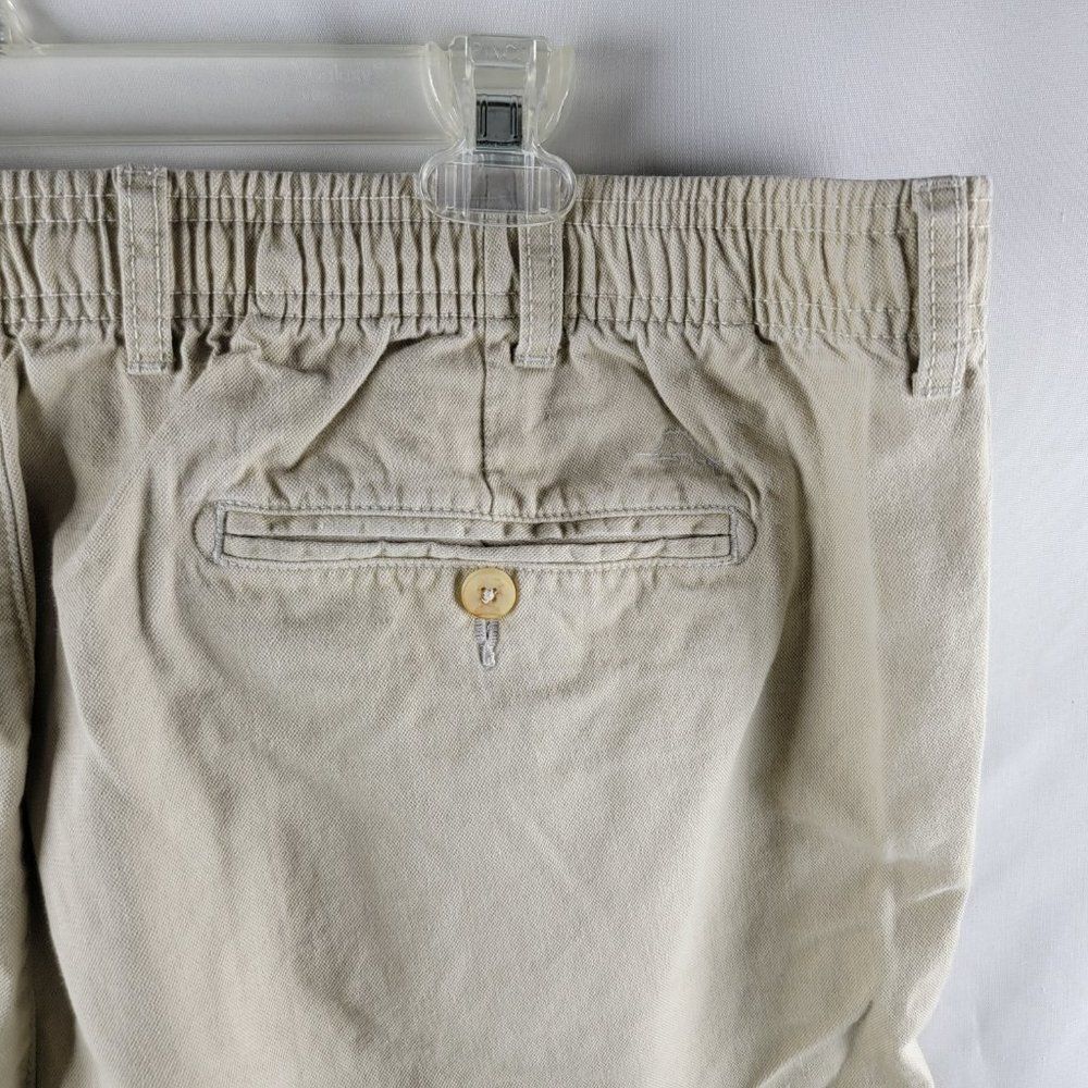 Tommy Bahama Shorts Mens 1XB Flat Front Beige Cotton Linen Modal Elastic Khaki